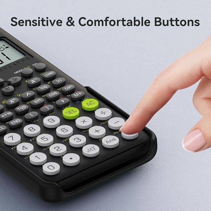 991MS 401 Functions 2-Line Display Desktop Calculator with Sliding Cover | Scientific Calculator School Supplies, ROATEE Solar Battery Power Kawaii for Middle High School Student and Teacher Black
