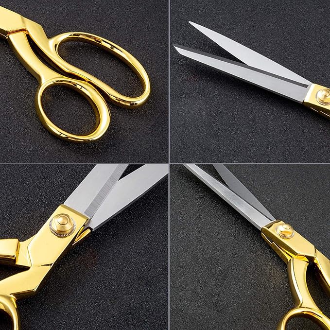 8.5 '' Gold Stainless Steel Sharp Tailor Scissors Professional Household Shears Craft Fabric Heavy Duty Cutting Sewing, Crafts, Home Kitchen Office