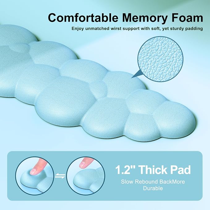 MOKURU Cloud Mouse Pad with Wrist Rest, Cloud Keyboard Wrist Rest, Mouse Pad Wrist Support, Ergonomic Cloud Keyboard Mouse Wrist Support (Blue)