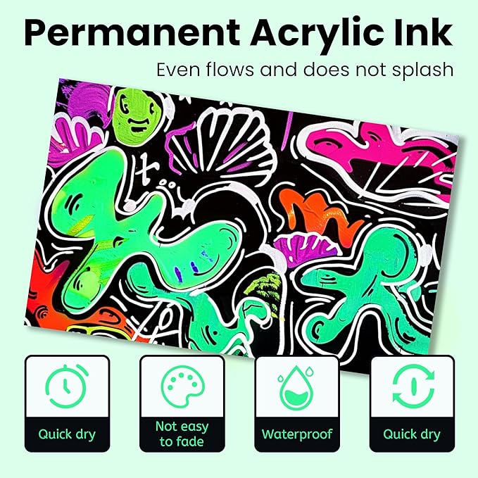3 Pcs Green Jumbo Permanent Markers: 15mm Wide Tip Thick Acrylic Paint Pen Large Calligraphy Marker for Rock Painting, Poster, Sign, Canvas, Glass, Wood, Ceramic