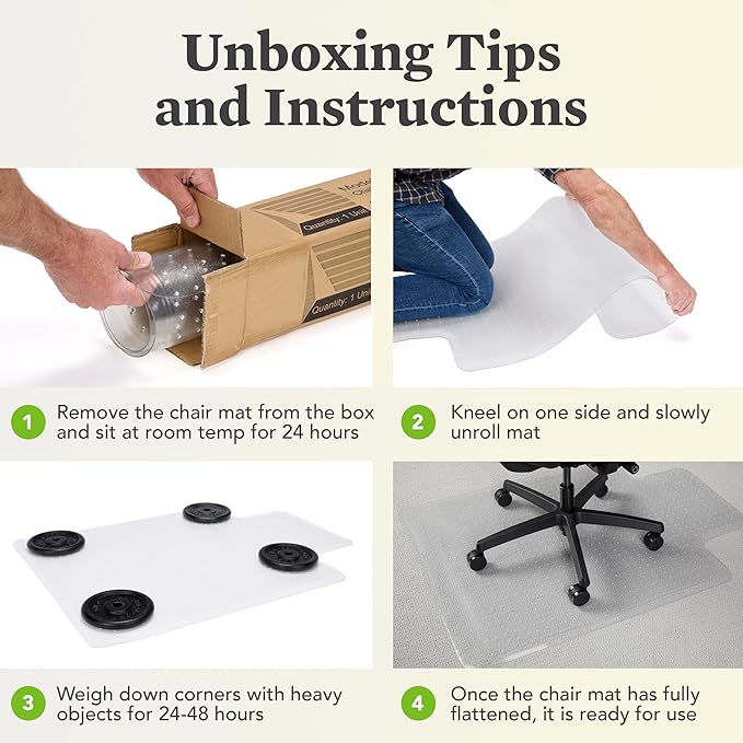 HON Office Chair Mat for Carpet, Computer Desk Chair Mat for Carpeted Floors, Easy Glide in Office or Home with Extended Lip (36” x 48”)