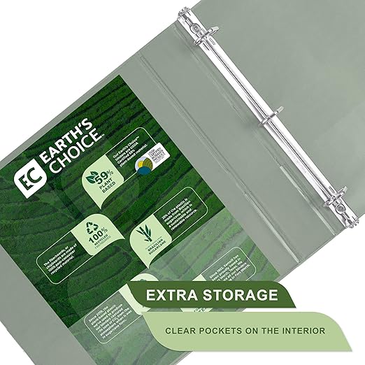 Samsill Plant-Based 1.5 Inch Durable D-Ring, View Binder, Eco-Friendly, USDA Certified Biobased, Single, Sage Green