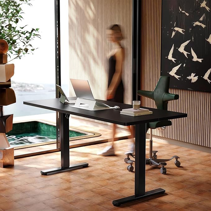 HUANUO 71x30 Inch Electric Standing Desk, Height Adjustable, Black | 176 Lbs Capacity, Smooth Home Office Desk, 4 Memory Presets & Headphone Hooks, 28.3–46.5 Inch Height Range, Easy to assemble