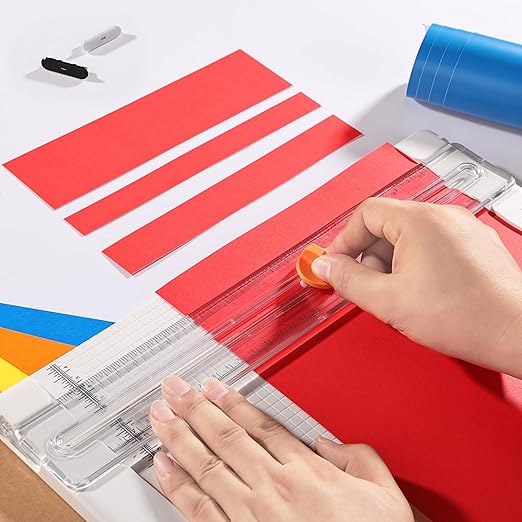 Likart 4-Pack Paper Cutter Replacement Blades Kit, Portable Trimmer Cutting Blades Compatible for Portable Trimmer/Basic Trimmer/Roll Holder,3 Cutting Blades & 1 Scoring Blades with a Holder,Orange