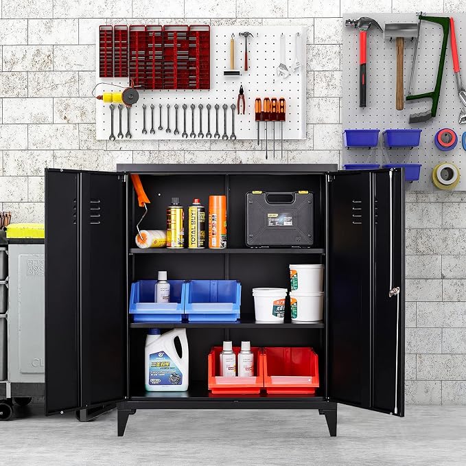 Storage Cabinet with Doors and Shelves,40" Metal Storage Cabinet with Lock Door Adjustable Shelf,Office Storage Cabinets,Garage Tool Cabinets for Home,Office,School,Kitchen