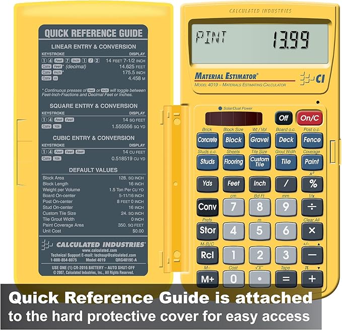 Calculated Industries 4019 Material Estimator Calculator | Finds Project Building Material Costs for DIY’s, Contractors, Tradesmen, Handymen and Construction Estimating Professionals,Yellow