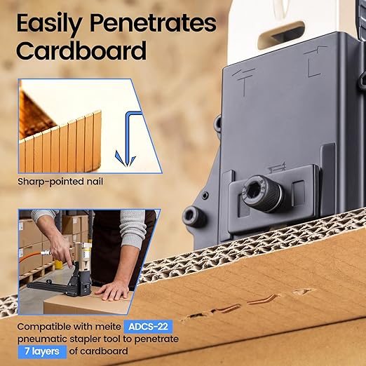 meite Carton Closing Staples 16 Gauge 1-3/8" Wide Crown 7/8" Leg Copper-Coated Box Staples for Pneumatic or Manual Box Stapler Cardboard Sealer Packaging (7,000PCS)