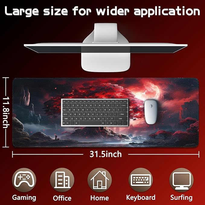 Mouse Pad Gaming - Desk Mat for Keyboard and Mouse - Large Mouse Pads for Desk, Gaming Mousepad with Non-Slip Base, Desks Pad (31.5" X 11.8") for Game, Office and Home