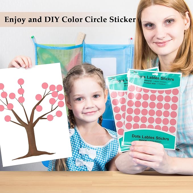 PARLAIM 3/4 Inch Coding Circle Sticker Labels,Pack of 1050 Round Color Code Dot Labels Stickers for Home Office Marking,Organizing(Pink)