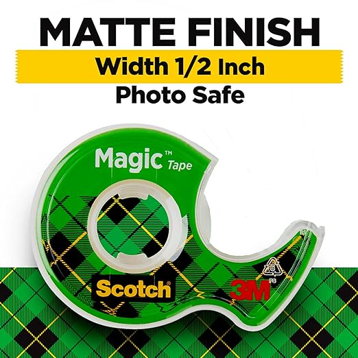 Scotch Magic Tape, Invisible, Repair Christmas Cards and Use as Holiday Gift Wrap Supplies for Christmas, 2 Tape Rolls with Dispensers
