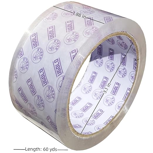 6-Pack Clear Packing Tape with Dispenser, Heavy Duty, Crystal Transparent Packaging Tape for Packing, Shipping, Sealing, Labeling, 1.88 Inches Wide x 60 Yards