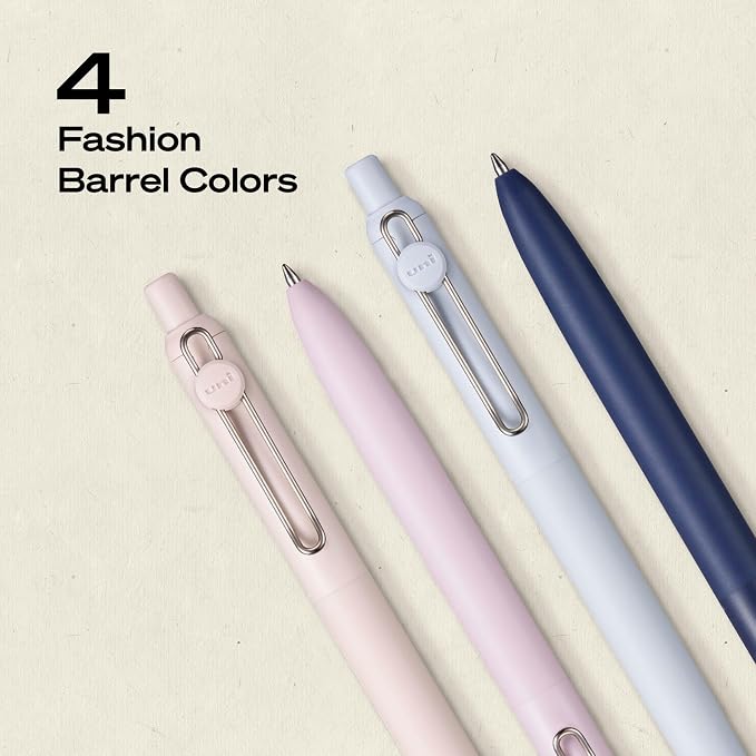 uniball™ Zento Gel Pens, Black Ink, 0.7mm Medium Point, 4 Count | Retractable, Smooth Writing, Quick-Drying, No Smear, No Bleed, Muted Barrel Colors