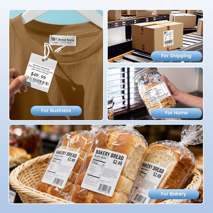 Phomemo 4"x3" Thermal Labels Roll for Small Business Supplies - Commercial Grade Logo Stickers for Business Customized - Waterproof Shipping Labels for Thermal Label Printer - 500 PCS Shipping Seals