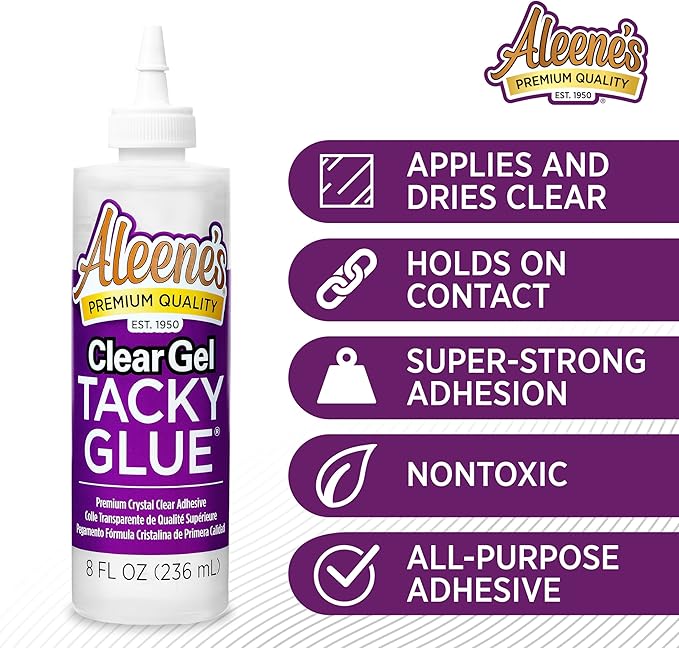 Aleene's Clear Gel Tacky Glue for Crafts, Nontoxic, Applies and Dries Clear, 8 fl oz 3 Pack