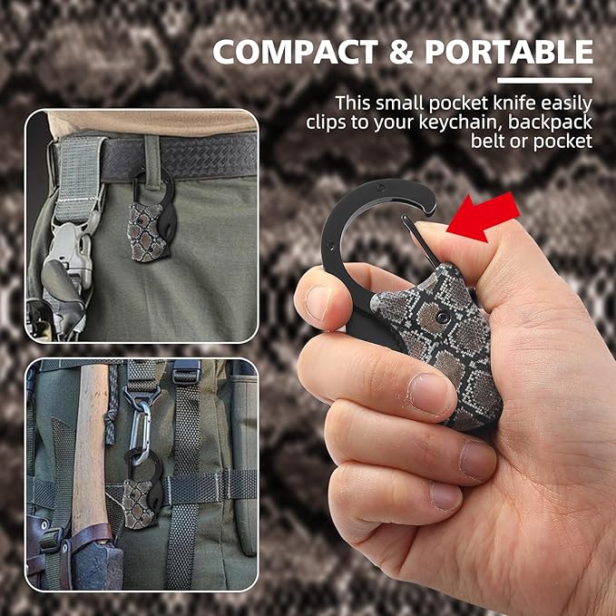 Small Pocket Knife for Women Men，Cool Folding Knife Box Cutter，Folding Utility Knife with 1.38''Sharp Blade，Mini EDC Knives for Everyday Carry,Ideal Gifts for Men（Snakeskin Pattern）