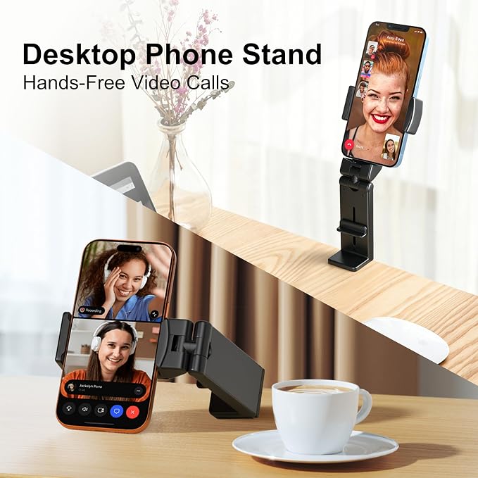 Perilogics Universal Airplane Phone Holder Mount, Plane Travel Essentials | In Flight Phone Stand, Hands Free Cell Phone Holder, Dual 360° Rotation, Must Haves Airplane Travel Accessory, Black