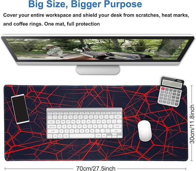 Professional Large Mouse Pad,27.5 x 11.8 in Extended Gaming Mouse Pad,Smooth Fabric,Non-Slip Rubber Base,Precision Stitched Edges, for Work,Gaming,Writting & Home-70x30 Hongnet
