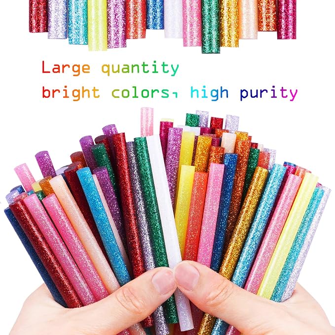 Gwybkq Mini Glitter Hot Glue Sticks 14 Colored for DIY Art Craft,4 inches 80 pcs