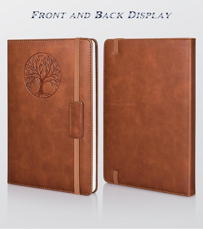 Graph Paper Notebook Journal for Women Men,140 Pages Hardcover Grid Notebooks for Work & School,Leather Journals for Writing, Graphing Paper Notebook 5.7"×8.3" (Brown)
