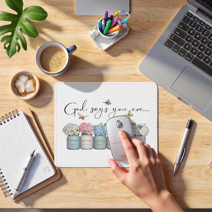 Christian Inspirational Gifts God Says You are Mousepad, Christian Office Supplies Desk Accessories, Religious Bible Verse Mouse Pads for Desk Office Computers Laptop Accessories, 9.5x7.9 Inch