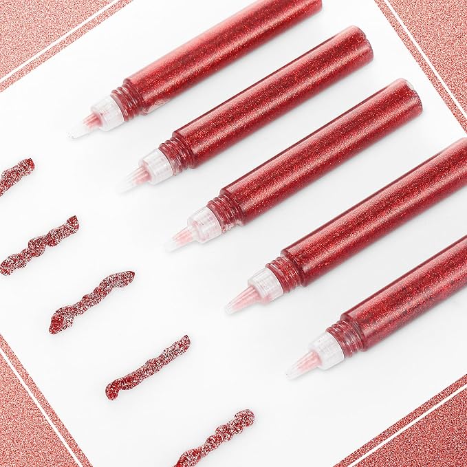 Cholemy 60 Pcs Glitter Glue Pens Glitter Glue Stick Set for Crafts Washable Markers Painting Pens for DIY Arts Projects Scrapbooking Holiday Greeting Card Decorating Supplies(Red) | Washable Glitter Markers for Scrapbooking Cards, Painting Pens for DIY...