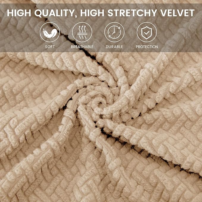 MIFXIN Office Chair Cover Stretch Slipcover 2 Piece Elastic Jacquard Computer Chair Seat Covers Furniture Protector for Office Home, Only Covers, NO Chair (Khaki)