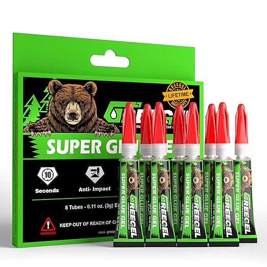 Super Glue Gel for Plastic, Shoes, Metal, Ceramic, Wood - All Purpose Superglue Clear Instant Cyanoacrylate Adhesive (CA) Single Use Glue for Quick Fixes & Household Repairs - 3G x 8