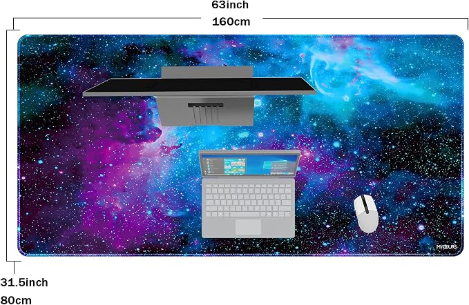 Mydours 63 x 32 inch Gaming Mouse Pad Extra Large Full Desk Pad Universe | Large XXL nonslip Desks Pad, Smooth Fabric & Rubber Mouse Mat, blotter matt Extended Desk Mat for Gaming, Office and Working