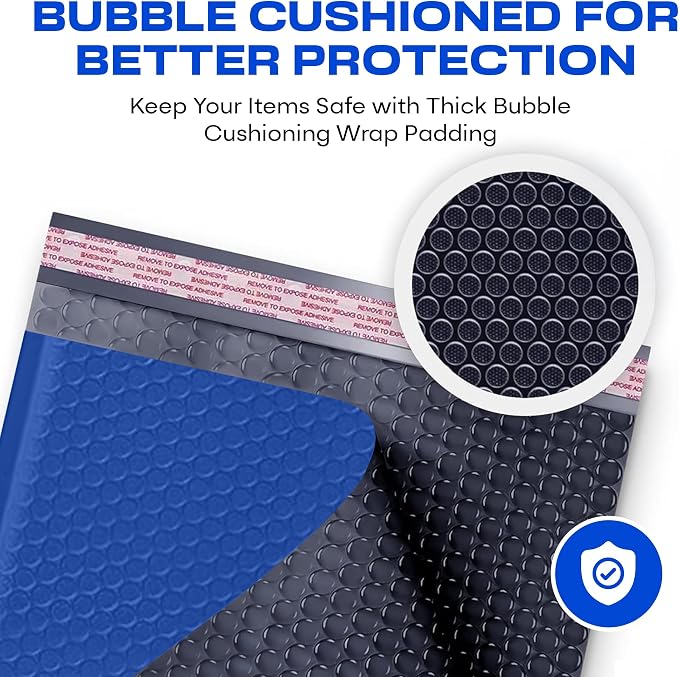 Royal Blue Bubble Mailers 10.5x16 Poly Padded Envelopes #5 200 Pack | Fits Books, Comics & Apparel, Self-Seal Closure, Cushioned Protection, Water-Resistant Poly, Bulk Pack
