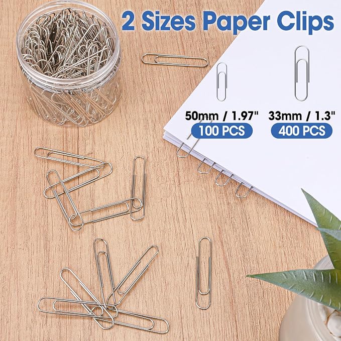 720 PCS Paper Clips and Binder Clips Sets, Binders & Paperclips Assorted Sizes and Jumbo Paper Clips for Offices, Schools and Families