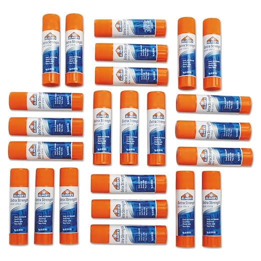 Elmer's Extra Strength Glue Sticks, Washable, 8 Grams, 24 Count - Poster, Vision Board, Back to School Supplies, #1 Teacher Brand