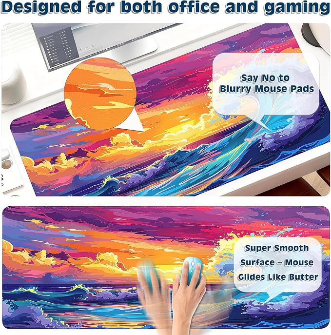 Gaming Mouse Pad, Desk Mat for Keyboard and Mouse, Large Mouse Pad for Desk, Computer Mousepad