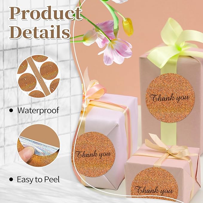 3 Inch Holographic Thermal Labels,Round Thermal Printer Labels,Waterproof Thermal Printer Stickers for DIY Logo Design,Name Tag,QR Code,Thanks Card 150 Labels/Roll (Brown dots)