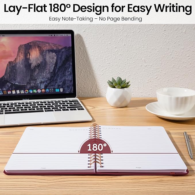 Lined Spiral Journal Notebook, A5 College Ruled Notebook for Journaling, Note-Taking, and Daily Planning, Durable Hardcover with an Elegant Design, Burgundy