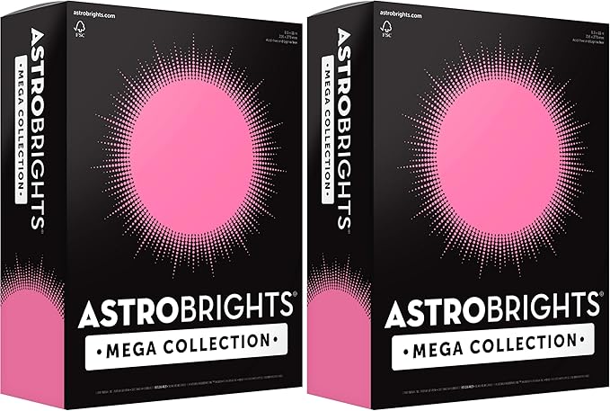 Astrobrights Mega Collection, Colored Paper, Neon Pink, 625 Sheets, 24 lb/89 gsm, 8.5" x 11 - MORE SHEETS! (91673) (Pack of 2)