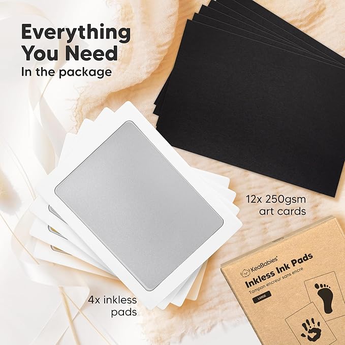 4-Pack Inkless Baby Hand and Footprint Kit - Mess Free Ink Pad for Newborn Keepsake, Dog Nose & Paw Print Kit, Clean Touch Ink Pad for Baby Hand & Footprints, Ideal New Mom Gifts(Gold/Silver, L)