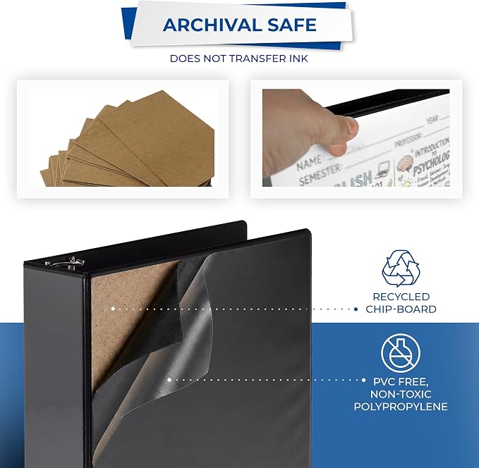 Samsill Economy 3 Inch 3 Ring Binder Bulk Pallet, Round Ring Binder, Customizable Clear View Cover, Black, Pallet of 288 Binders in 24 Cartons