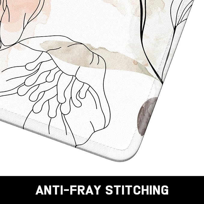 Mouse Pad, Minimalism Marble Style Computer Pad, Anti-Slip Rubber Mouse Mat with Stitched Edges for Gaming, Office, Laptop, PC, Women, 9" x 8" Thick 3 mm, Watercolor Flower