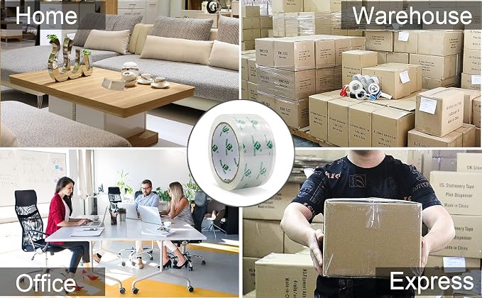 BOMEI PACK 12 Rolls Crystal Clear Packing Tape Refill, Shipping Packaging Tape, 2 Mil 1.88 inch x 60 Yards for Carton Box Sealing
