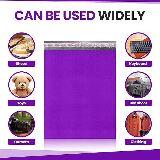 Purple Poly Bubble Mailers 14.50x20 Inch #7 | Self Seal Large Padded Envelopes | Air Cushioned Bubble Mailer | Usable Size 14.25x19 Inch | Waterproof Lightweight Mailing Shipping Bags | 15 Pack