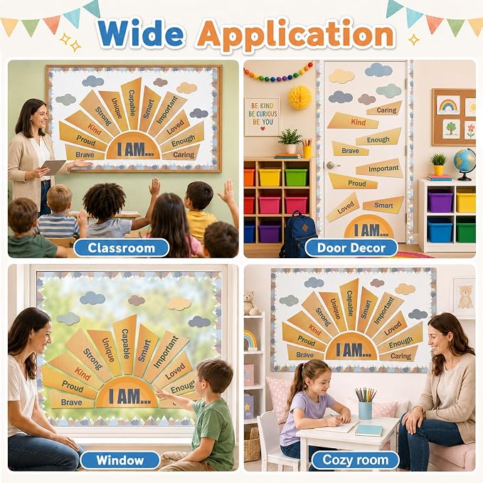 party greeting Moving Mountains Bulletin Board Set Motivational Classroom Decor I Am Sun Positive Affirmations Cutouts Bulletin Board Move Mountains Paper Cutout for Teachers School Office Supplies