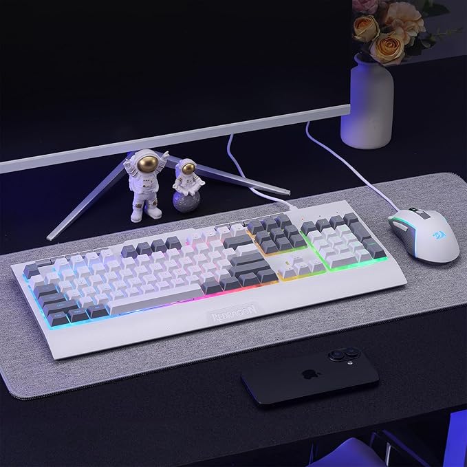 Redragon S151 Gaming Keyboard & Mouse Combo, 104 Keys K525 Wired RGB Membrane Keyboard and 10000 DPI Wired M616 Gaming Mouse Bundle