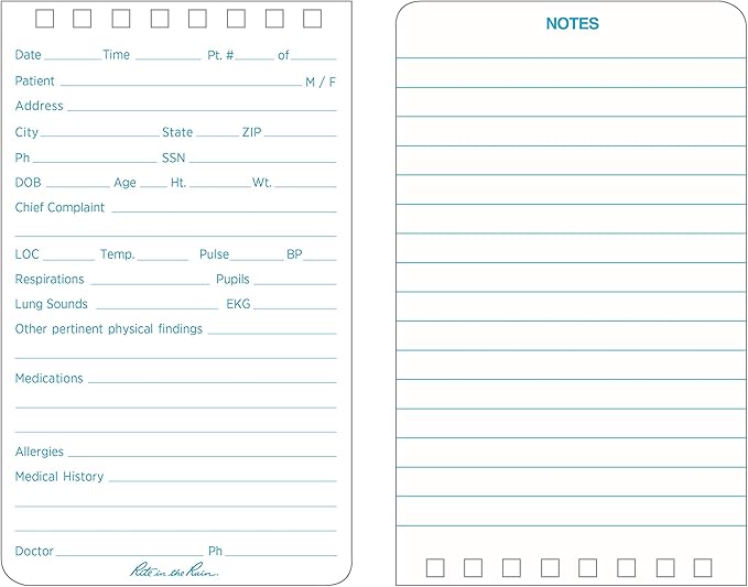 Rite in The Rain Weatherproof EMS Notebook, 3" x 5", Yellow Cover, Vital Stats Pages (No. 112)