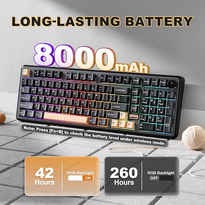 YUNZII B98 PRO 96% Wireless Mechanical Keyboard (Black, Candy Switch) | QMK/VIA, with Numpad, Dual-Style Knob Design, Creamy Pre-Lubed Switches, Hot Swap, Gasket Mount, RGB for Gaming/Win/Mac