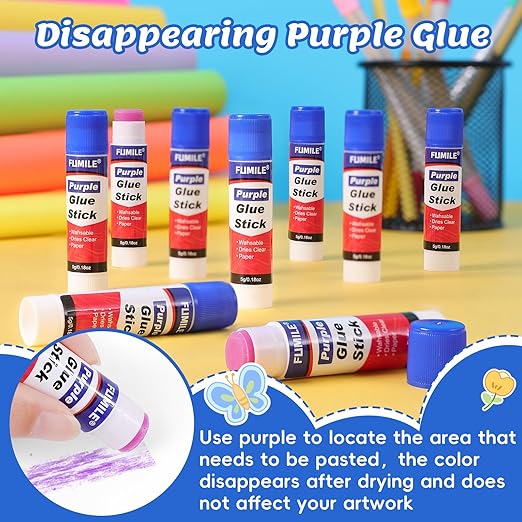 36 Pack Glue Sticks Bulk for Kids, Disappearing Purple Glue Sticks for Classroom and Teacher Supplies.0.18 OZ kids glue Dries Clear, Non-Toxic, Washable, Back to School Supplies and Student Must Haves