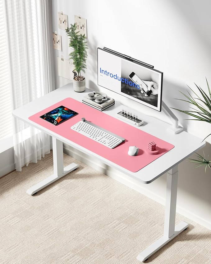 YSAGi Leather Desk Protector, Office Mat, Large Mouse Mat, Non-Slip PU Leather Blotter, Laptop Desk Mat, Waterproof Writing Pad for Office and Home(Pink, 42" x 17.2")
