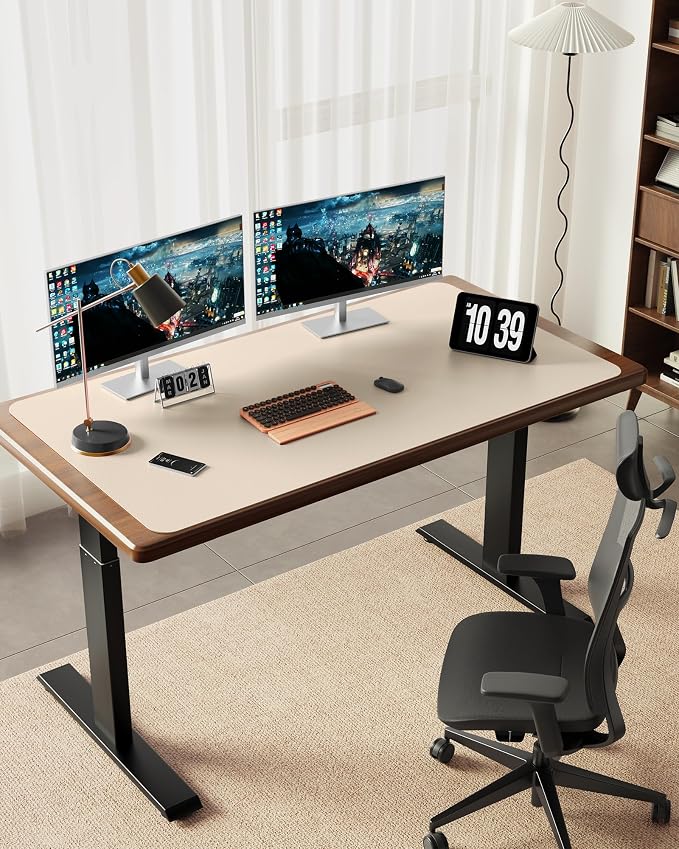 YSAGi 55" x 24" Large PU Leather Desk Mat for Keyboard and Mouse - Waterproof Non-Slip Desk Pad Protector for Office, Home, Writing Desk, Beige