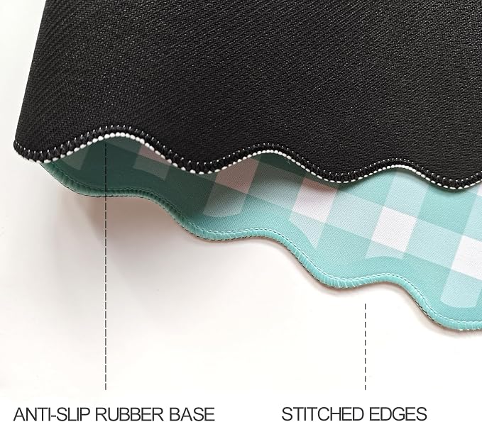 Scalloped‌ Teal Green Checkered Desk Mat Cute Pastel Large Gaming Mouse Pad Gingham Kawaii Cottagecore ‌Vintage‌ Girly Keyboard Computer Mat Aesthetic Desk Pad Accessories Office Decor for Women
