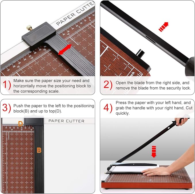 18" Guillotine Paper Cutter, 12-Sheet Precision Trimmer with Safety Lock | Heavy Duty Professional Metal Base, Magnetic Alignment for A2-A7 Cardstock, Large Office School Home Desktop Cutting Tool