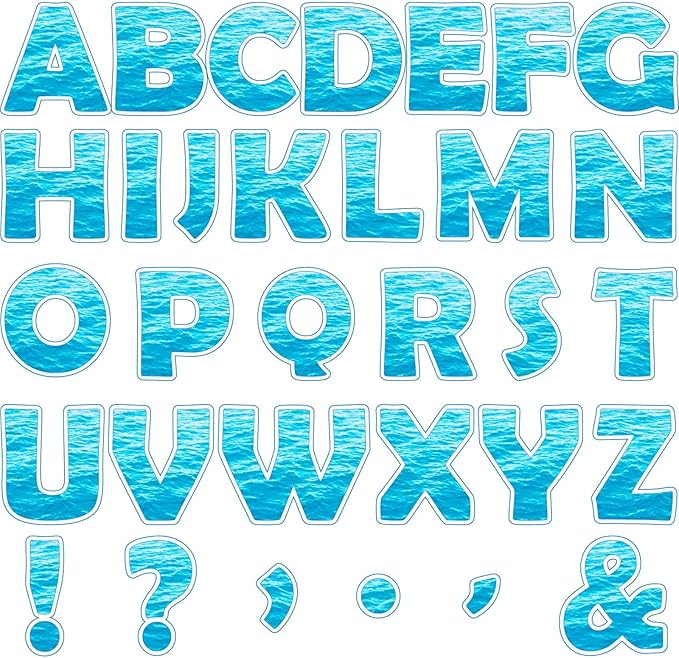 150 PCS Large 7" Bulletin Board Letters Set,Ocean Sea Classroom Alphabet Cutout Letter for Bulletin Board Display Home School, A Great Helper to Inspire Students' Learning Interest